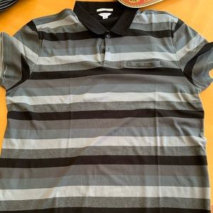 Calvin Klein Black and Grey Stripped Polo Sz XXL